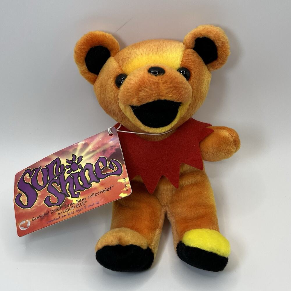 Grateful Dead Dancing Bean Bear Sunshine Plush 2nd Gen 1998 Liquid Blue Tags EUC